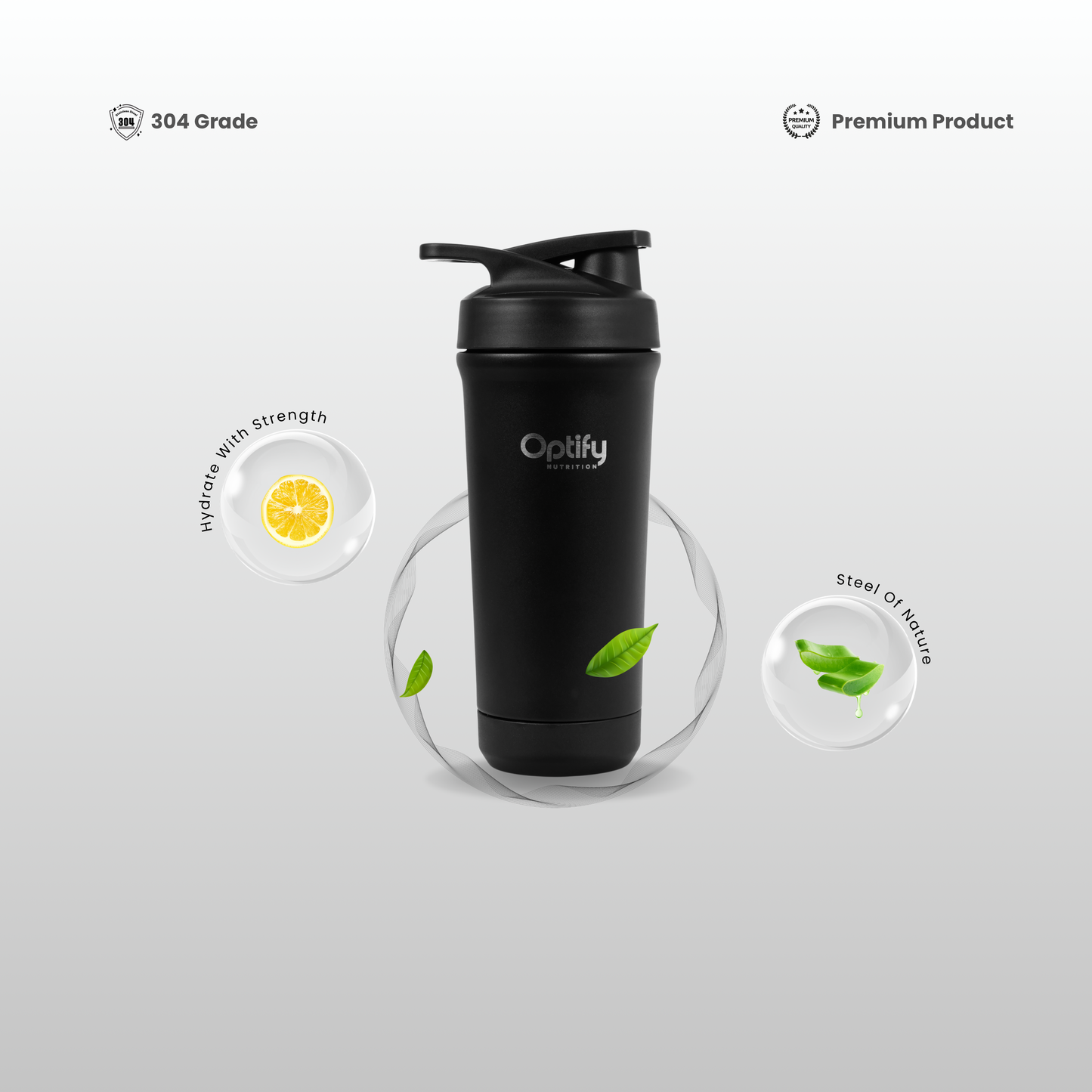 Premium Steel Shaker Black