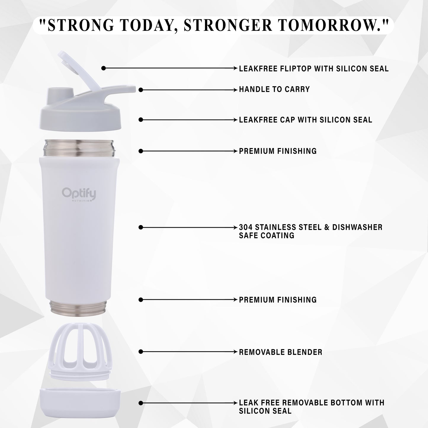 Premium Steel Shaker White